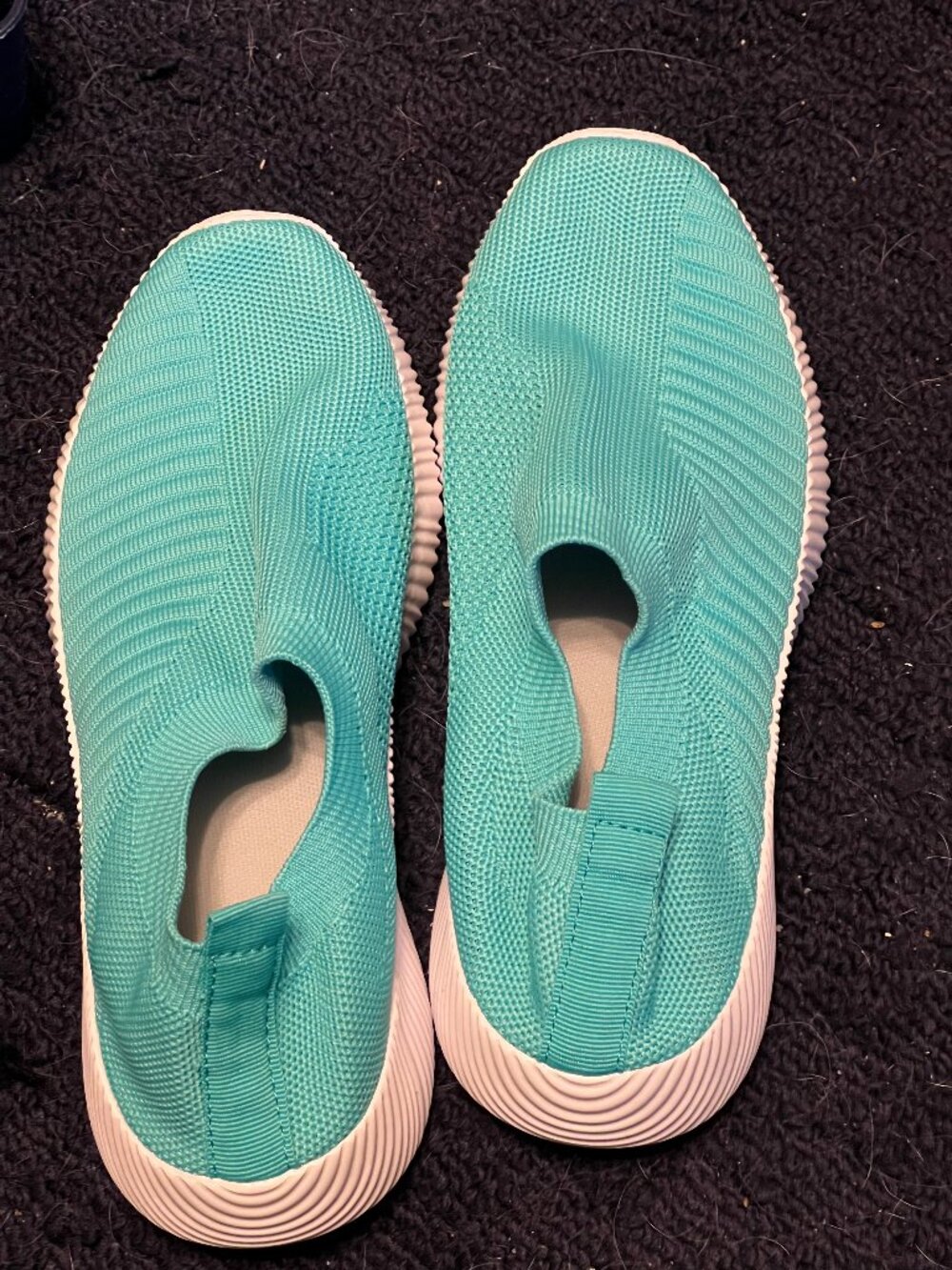 Size 8.5 (39) Teal Slip-On Knit Sneakers